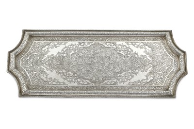 Lot 260 - AN ENGRAVED IRANIAN SILVER TRAY Iran, 20th...