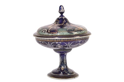 Lot 73 - A 19TH CENTURY LIMOGES ENAMEL TAZZA AND COVER...