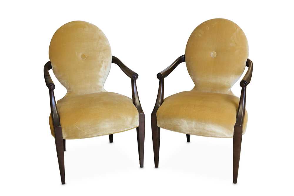 Lot 375 - A pair of Donghia oval back chairs  each with...