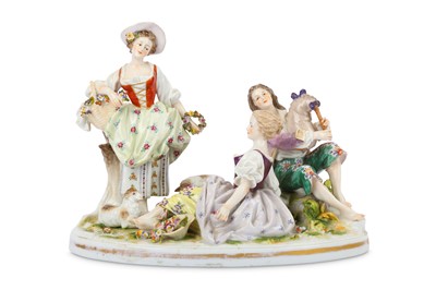 Lot 42 - A 19th Century Dresden porcelain figural group...