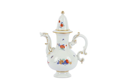 Lot 11 - A  Meissen small coffee pot, painted in the...