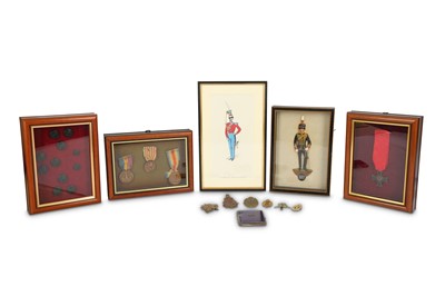 Lot 183 - A group of militaria, to include six cap...