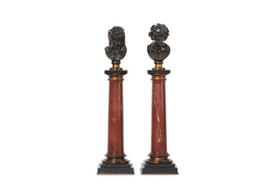 Lot 24 - A FINE PAIR OF BRONZE AND PARCEL GILT BUSTS OF...