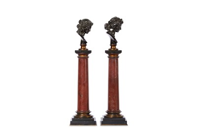 Lot 24 - A FINE PAIR OF BRONZE AND PARCEL GILT BUSTS OF...