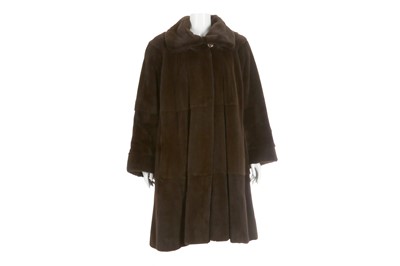 Lot 616 - Sheered Brown Mink Swing Coat, braided leather...