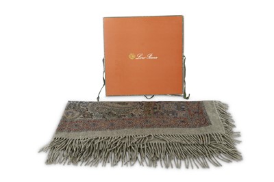 Lot 606 - Loro Piana Grey Cashmere Shawl, paisley motif...
