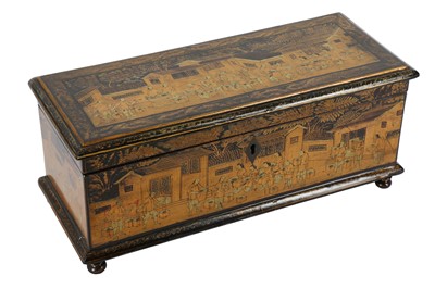 Lot 534 - A CHINESE BLACK GILT-LACQUER ‘TEA PRODUCTION’...