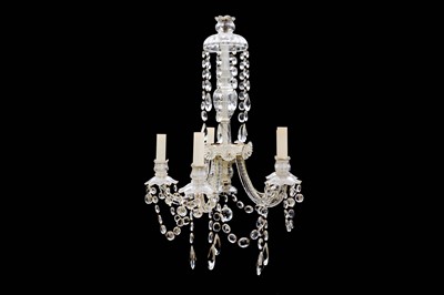 Lot 395 - A glass five branch chandelier, with a...