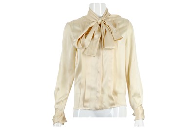 Lot 547 - Chanel Boutique Cream Pussy Bow Blouse, 1980s,...