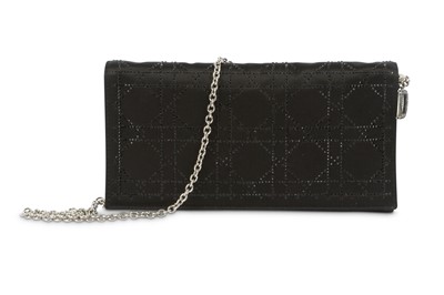 Lot 622 - Christian Dior Black Satin Clutch, diamante...