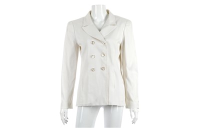 Lot 566 - Chanel Boutique White Double Breasted Blazer,...