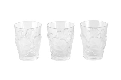Lot 55 - A set of three Lalique double old fashioned...