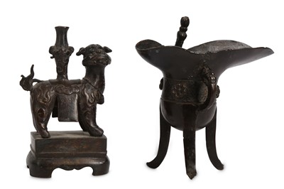 Lot 861 - A CHINESE BRONZE ‘LION DOG’ JOSS STICK HOLDER...