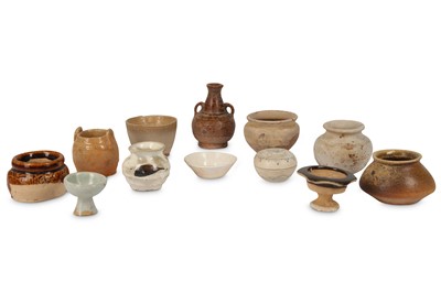 Lot 693 - A COLLECTION OF TWELVE SMALL CHINESE POTTERY...