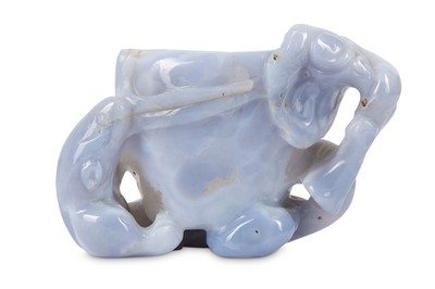 Lot 718 - A CHINESE BLUE AGATE ‘LINGZHI’ CUP. Qing...