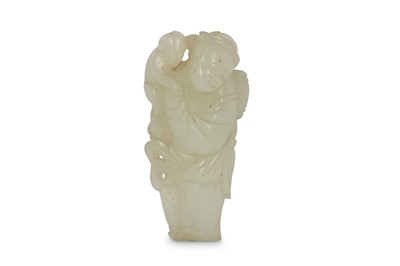 Lot 721 - A CHINESE WHITE JADE ‘MAN AND MONKEY’ GROUP....