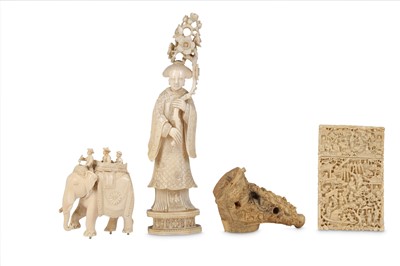 Lot 707 - FOUR CHINESE IVORY CARVINGS. Qing Dynasty....