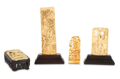 Lot 702 - FOUR CHINESE IVORY CARVINGS. Qing Dynasty....