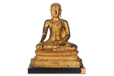 Lot 973 - A THAI GILT-BRONZE SAKYAMUNI BUDDHA. Thailand,...