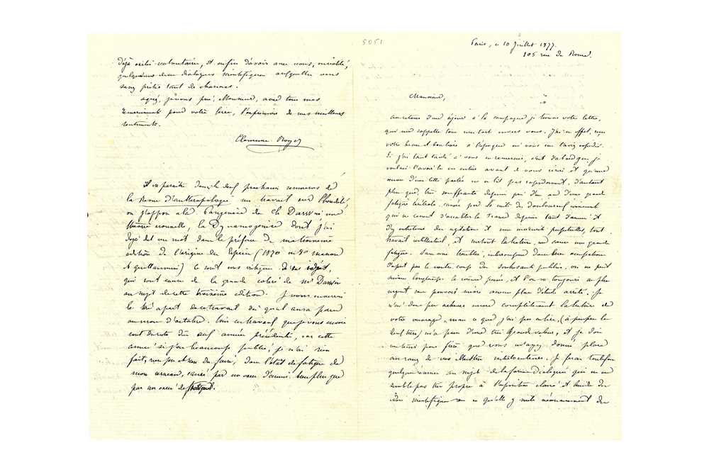 Lot 349 - Royer (Clemence Auguste) Autograph letter...