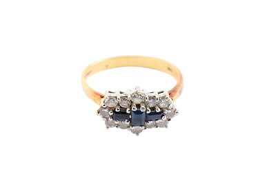 Lot 41 - A sapphire and diamond ring, The rectangular...