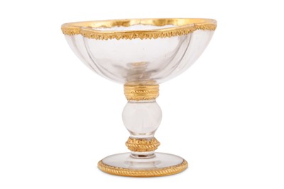 Lot 6 - A ROCK CRYSTAL AND GOLD MOUNTED TAZZA FROM THE...