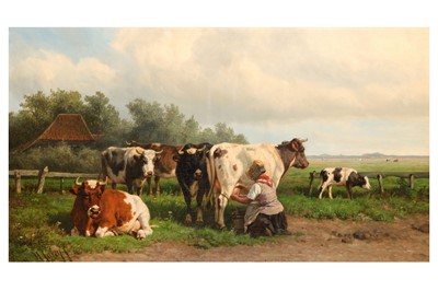 Lot 198 - HENDRICK SAVRY (DUTCH 1823-1907) Milking the...