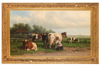 Lot 198 - HENDRICK SAVRY (DUTCH 1823-1907) Milking the...