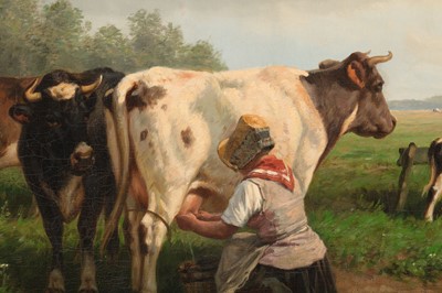 Lot 198 - HENDRICK SAVRY (DUTCH 1823-1907) Milking the...