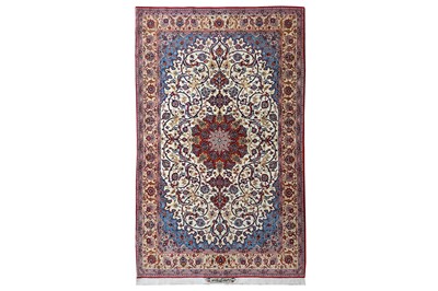 Lot 43 - AN EXTREMELY FINE PART SILK SIGNED ISFAHAN RUG,...