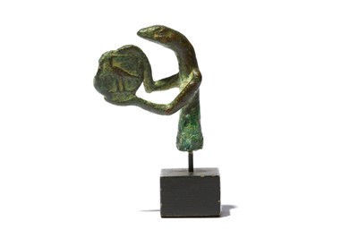 Lot 47 - AN EGYPTIAN BRONZE SNAKE AMULET  Late Period,...