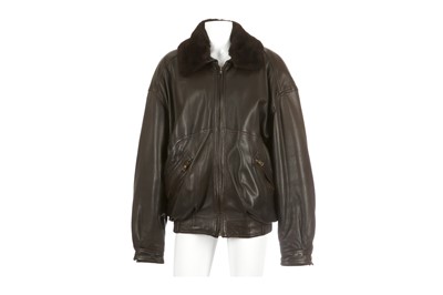 Lot 433 - Gianni Versace Men's Brown Leather Bomber...