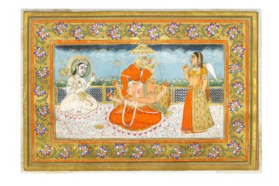 Lot 342 - LORD GANESHA WITH TWO ATTENDANTS North India,...