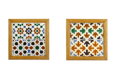 Lot 195 - FOUR SPANISH POTTERY TILES Possibly Seville,...