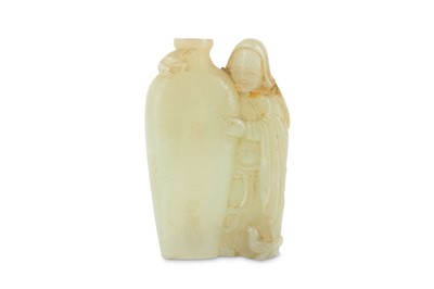 Lot 892 - A CHINESE WHITE JADE 'WINE JAR' SNUFF BOTTLE....