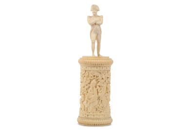 Lot 399 - A CHINESE CANTON IVORY ‘NAPOLEON’ SHRINE. Qing...