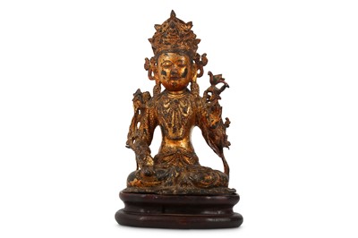 Lot 320 - A CHINESE GILT AND LACQUERED BRONZE FIGURE OF...