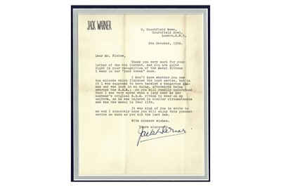 Lot 166 - Warner (Jack) Typed letter signed ('Jack...