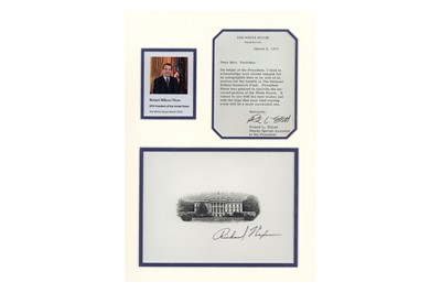 Lot 294 - Nixon (Richard) Signed card featuring a wood...
