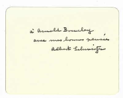 Lot 188 - Schweitzer (Albert) Off-white card signed and...
