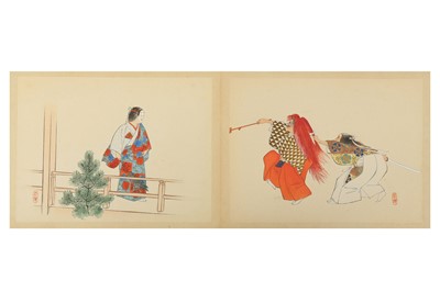 Lot 1128 - TWO ALBUMS OF NOH PRINTS. Taisho period. Each...