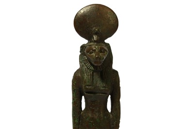 Lot 177 - AN EGYPTIAN BRONZE FIGURE OF SEKHMET Late...