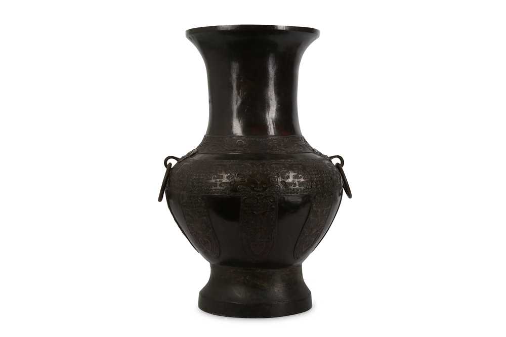 Lot 335 - A LARGE CHINESE BRONZE ARCHAISTIC VASE. Ming...