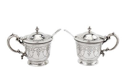 Lot 222 - A pair of Victorian sterling silver mustard...