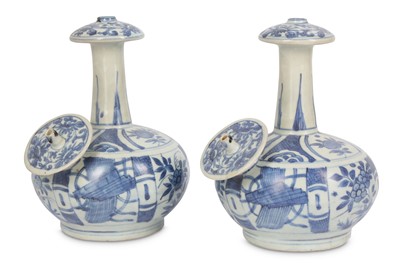 Lot 842 - A PAIR OF CHINESE BLUE AND WHITE KENDI. Ming...