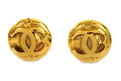 Lot 763 - Chanel Gilt CC Earrings, c. 1996, round design...