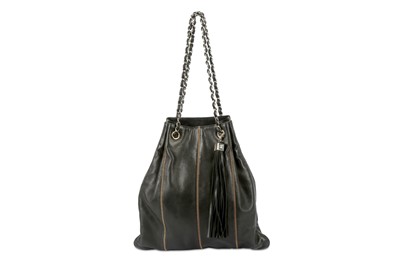 Lot 644 - Chanel Black Stitched Drawstring Shoulder Bag,...