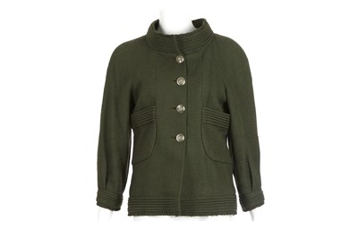 Lot 504 - Chanel Moss Green Jacket, 2010s, raw edge...