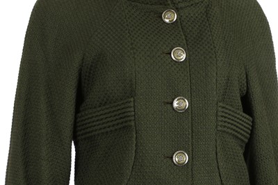 Lot 504 - Chanel Moss Green Jacket, 2010s, raw edge...