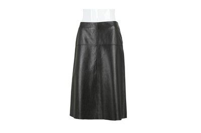 Lot 680 - Loewe Black Lambskin Leather Skirt, A-Line and...